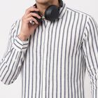 Men's Dark Blue Cotton Long Sleeve Spread Collar Regular Fit Casual Shirt, गहरा नीला, small