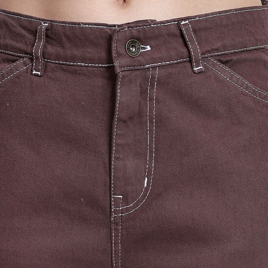 Ladies' 100% Cotton Jeans, Maroon, large image number null