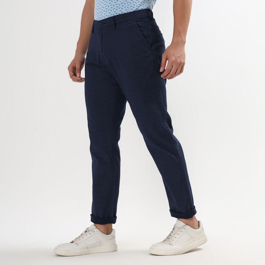 Men's Slim Fit Casual Trousers , Navy Blue, large image number null
