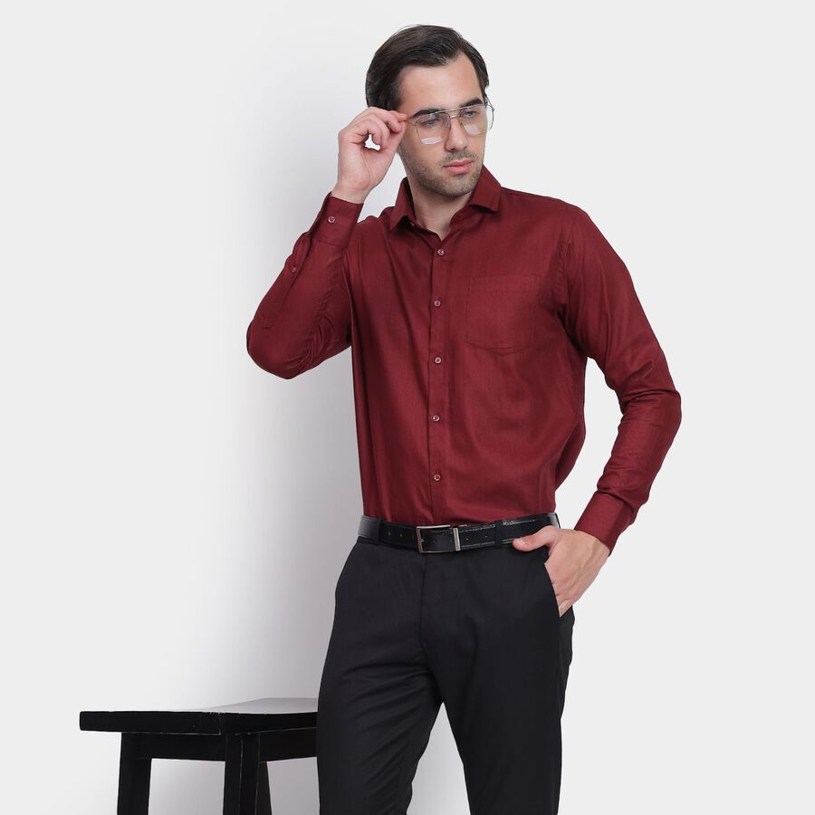 Men's Cotton Formal Shirt, मरून, large image number null