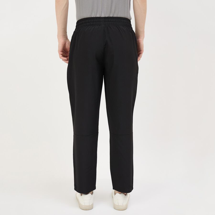 Men's Jet Black Regular Fit Zip Pocket Track Pants, Black, large