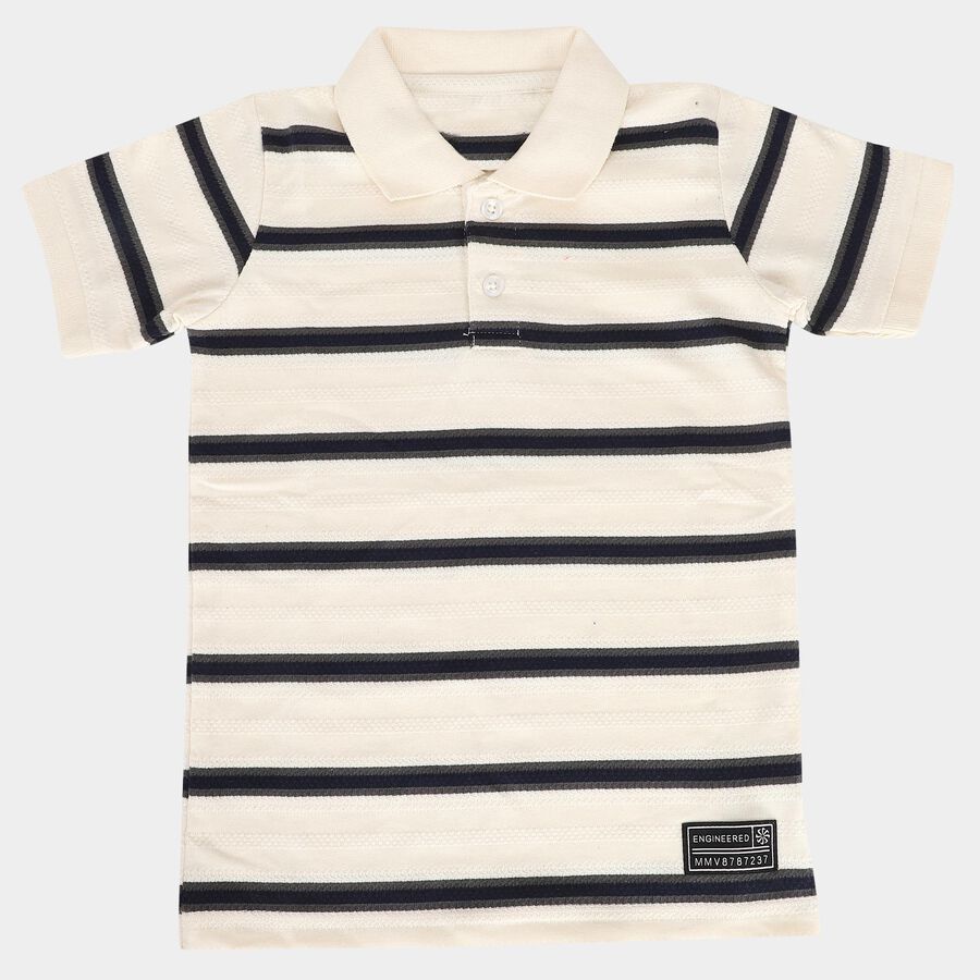 Boys' Off White Polo Neck Polo Boys T-Shirt, ऑफ व्हाइट, large