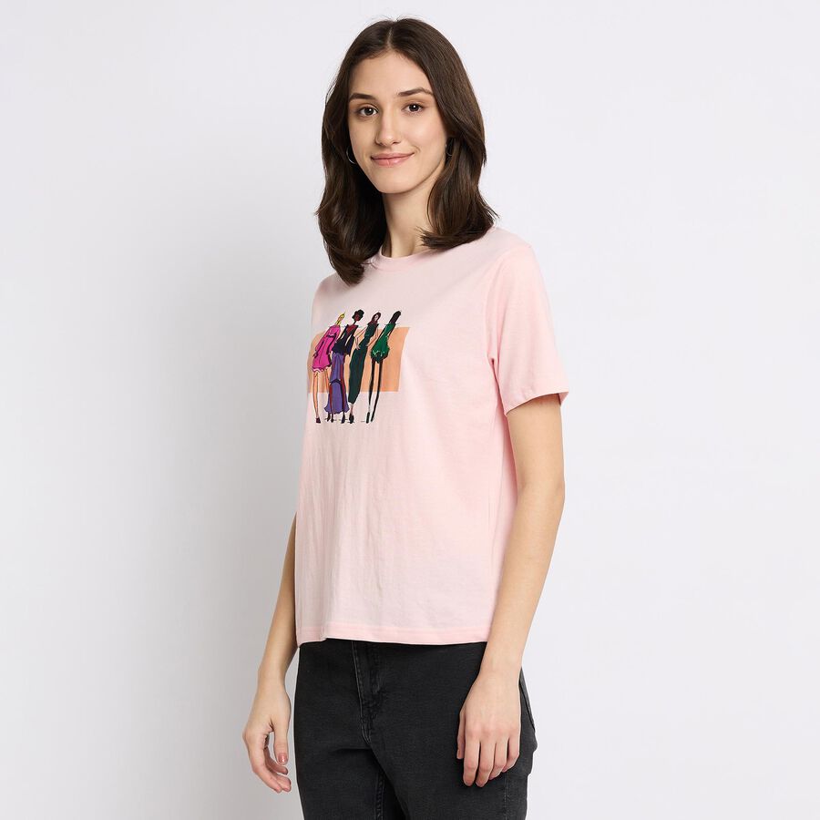 Ladies' Round Neck T-Shirt , हल्का गुलाबी, large image number null
