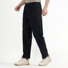 Men's 100% Cotton Slim Fit Casual Trousers, काला, small