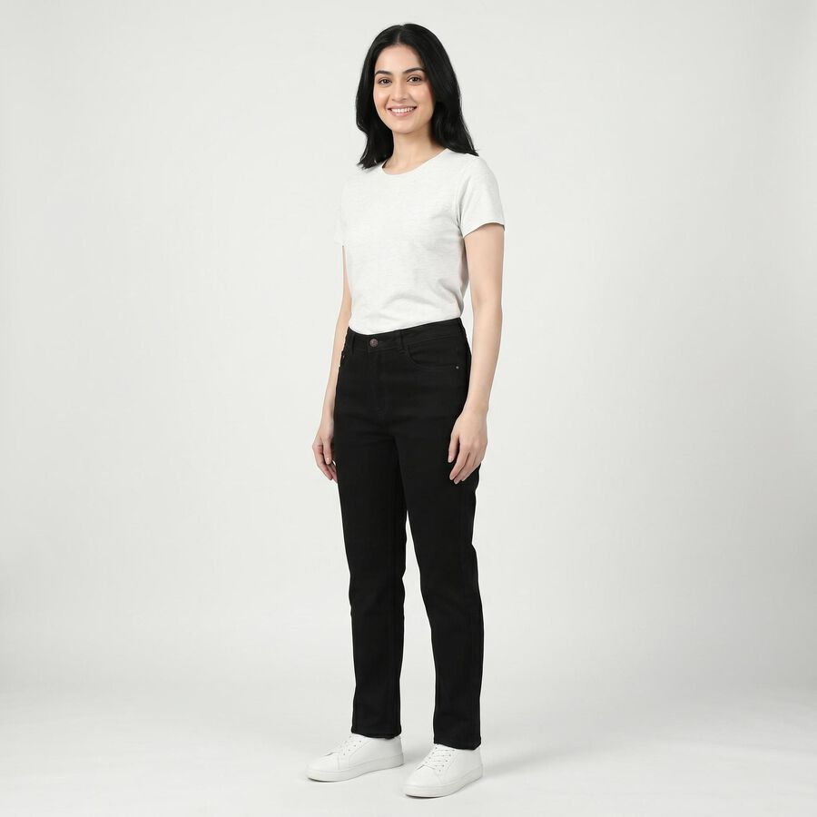 Women's Black Slim Fit Stretchable Jeans, Black, large