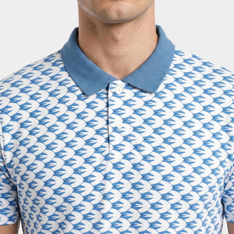 Men's Light Blue Cotton Polo Neck Polo T-Shirt, हल्का नीला, large