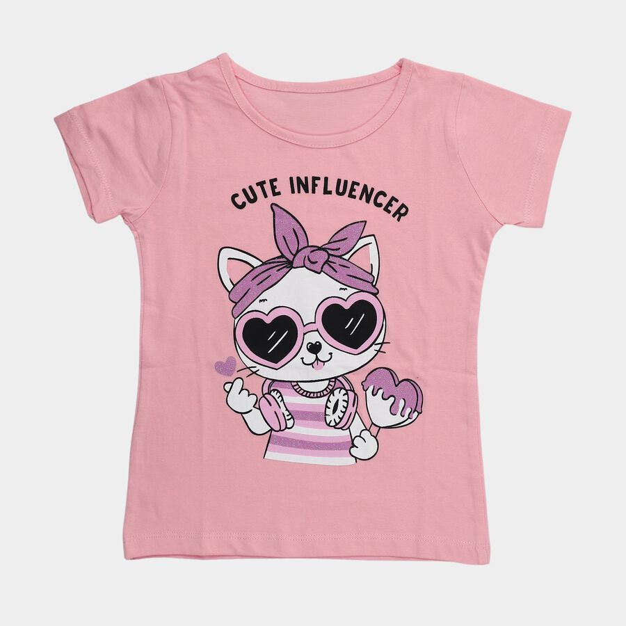 Girls' T-Shirt, हल्का गुलाबी, large