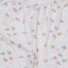 Girls Off White Regular Fit Floral Printed Pyjama, Off White, small