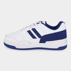 Men's Bright White and Deep Royal Blue Lace-Up Casual Sneakers, Blue, small