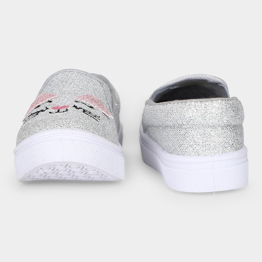 Girls Grey Slip-On Casual Shoes, Grey, large