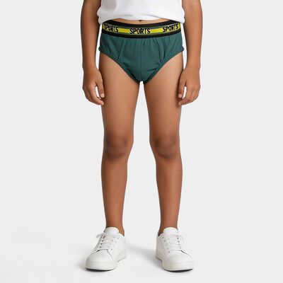 Boys' Green Regular Fit Solid Briefs