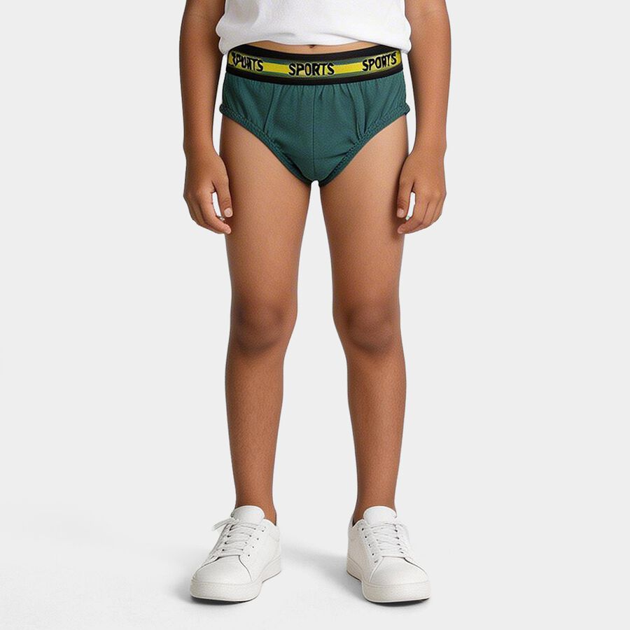 Boys' Green Regular Fit Solid Briefs, हल्का हरा, large