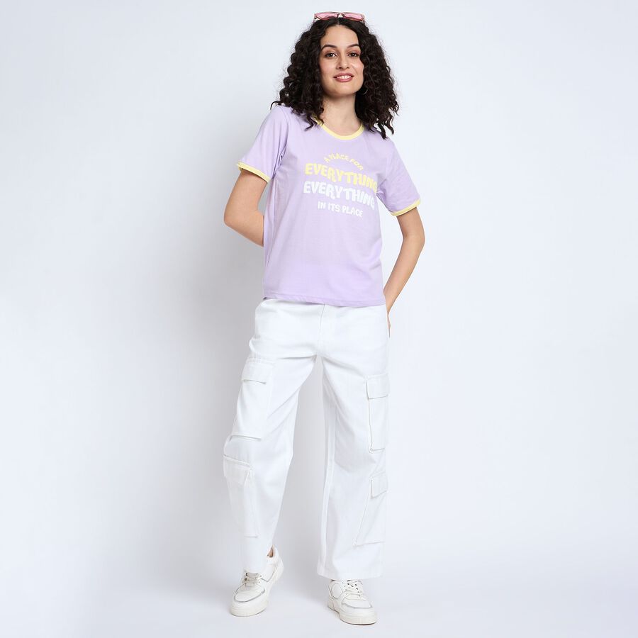 Ladies' 100% Cotton Round Neck T-Shirt , Lilac, large image number null