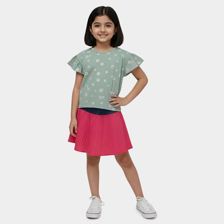 Girls' T-Shirt, हल्का हरा, large