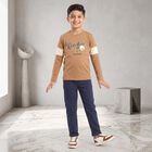 Boys Brown Round Neck Regular Boys T-Shirt, Brown, small