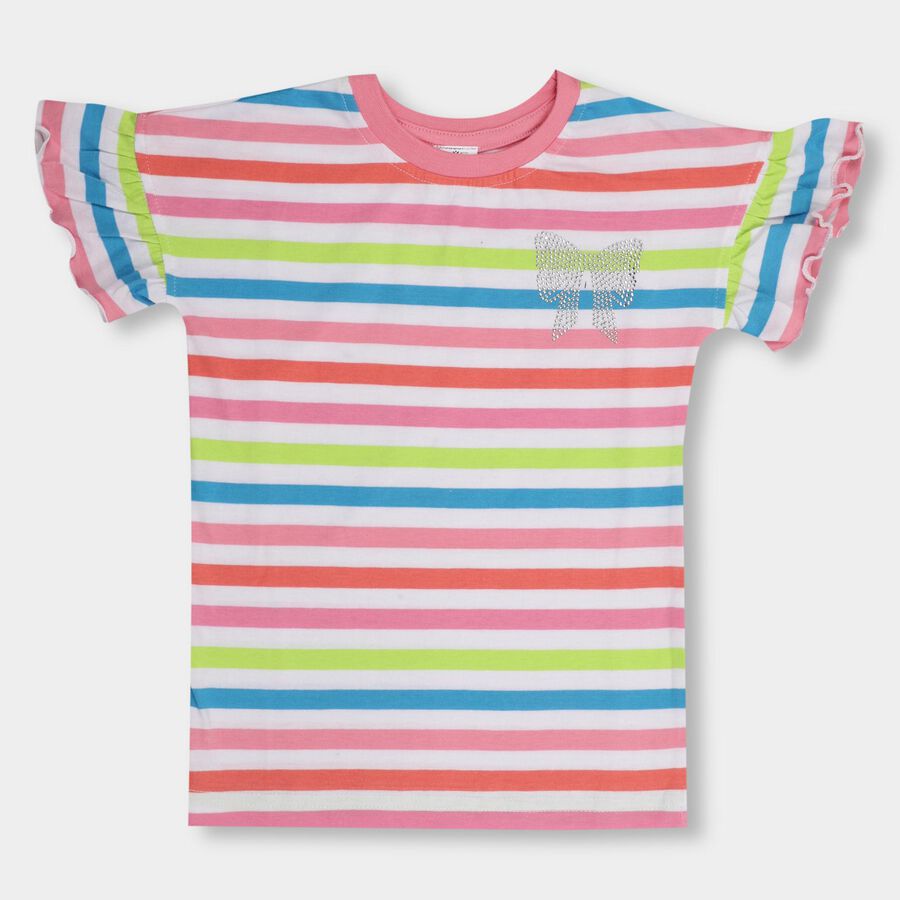 Girls' 100% Cotton T-Shirt , हल्का हरा, large image number null