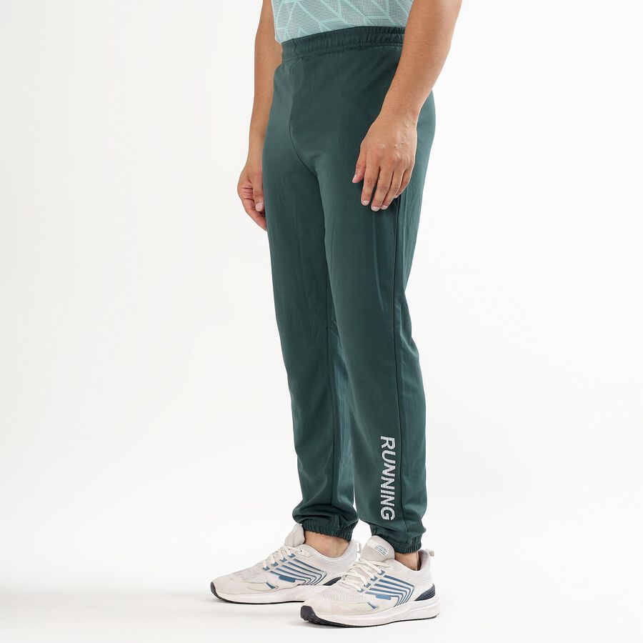 Men's Deep Forest Green Tapered Fit Running Track Pants, Dark Green, large image number null
