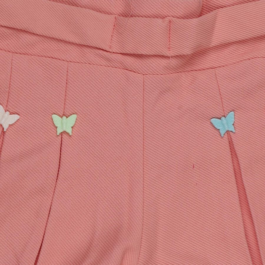 Girls' Peach Pleated Butterfly Shorts, Peach, large