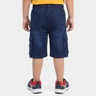 Boys' Navy Blue Regular Fit Multi-Pocket Cargo Jamaican Shorts, Dark Blue, small