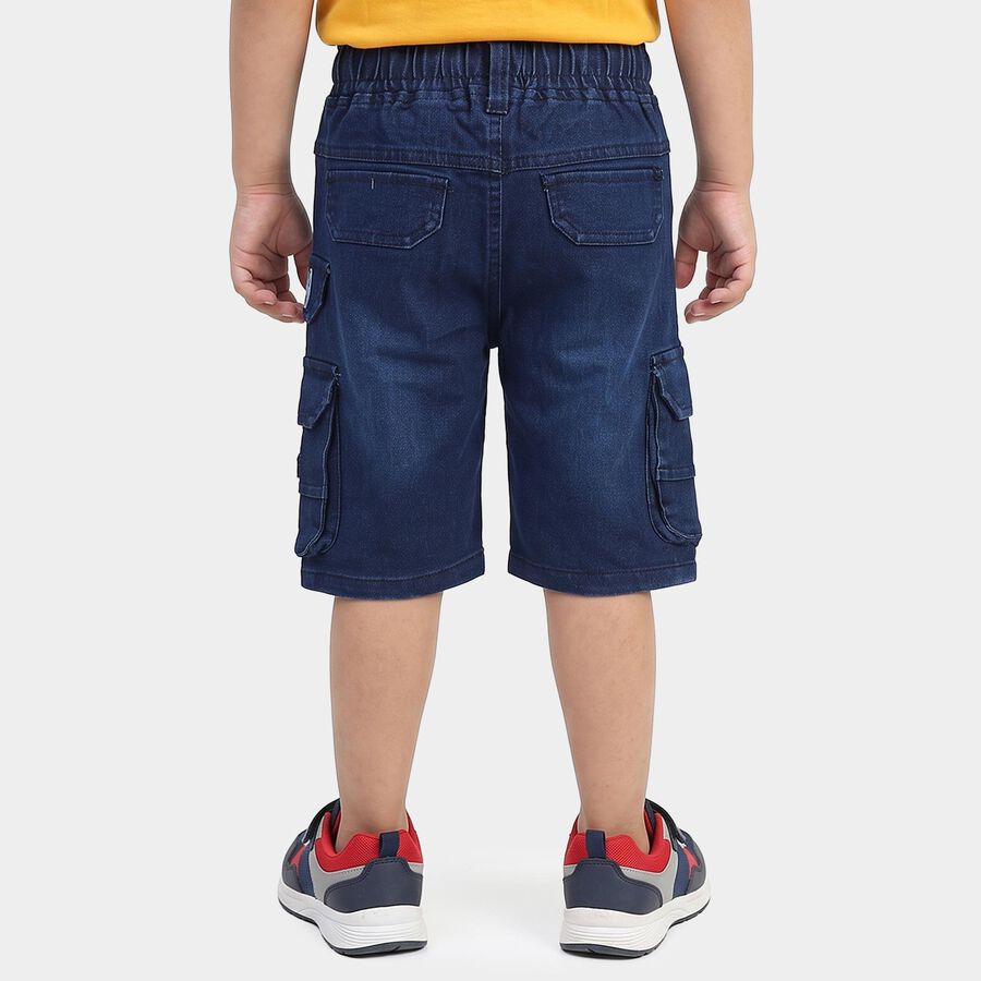 Boys' Navy Blue Regular Fit Multi-Pocket Cargo Jamaican Shorts, Dark Blue, large