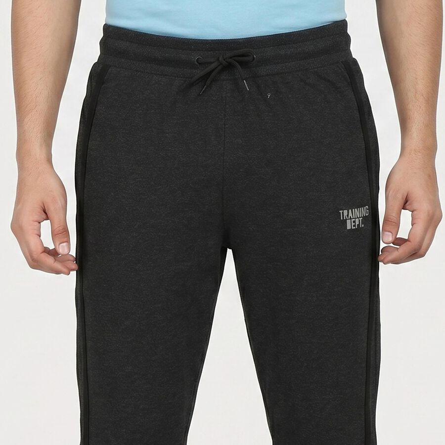 Men's Charcoal Jogger Fit Side-Piped Track Pants, चारकोल, large