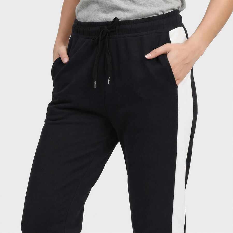 Women's Navy Blue Straight Fit Side-Striped Track Pants, Navy Blue, large