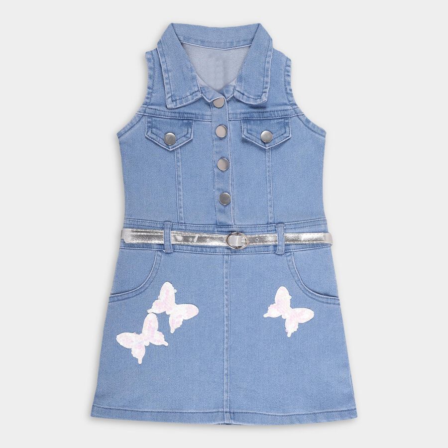 Girls' Frock, Mid Blue, large image number null