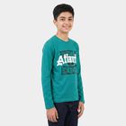 Boys Dark Green Crew Neck Regular Boys T-Shirt, गहरा हरा, small