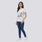 Women Grey Round Neck Regular T-Shirt, Ecru Melange, small