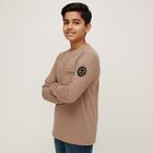Boys Muted Beige Round Neck Casual T-Shirt, गहरा पीला, small image number null