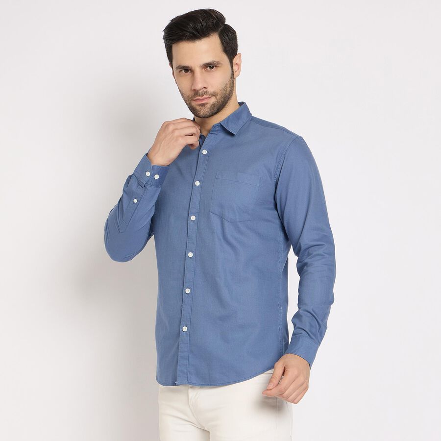 Men's100% Cotton Casual Shirt, Mid Blue, large image number null
