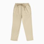 Boys Light Beige Regular Fit Elastic Waist Cotton Trousers, गहरा पीला, small image number null