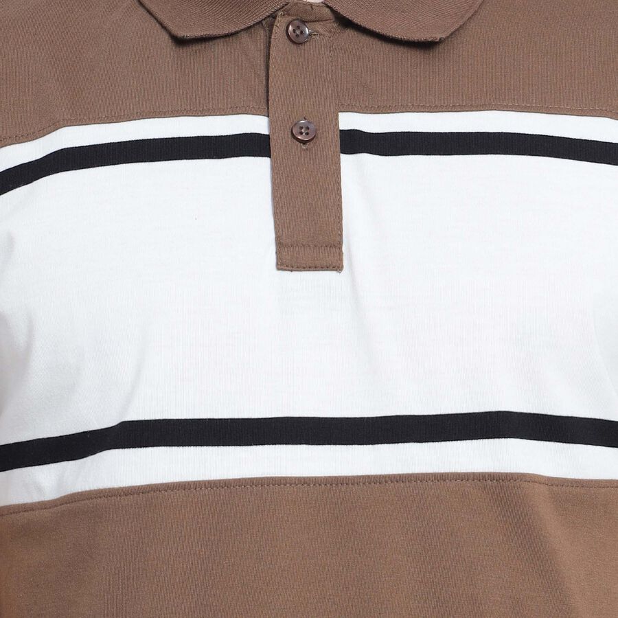 Cut & Sew Polo Shirt, Brown, large image number null