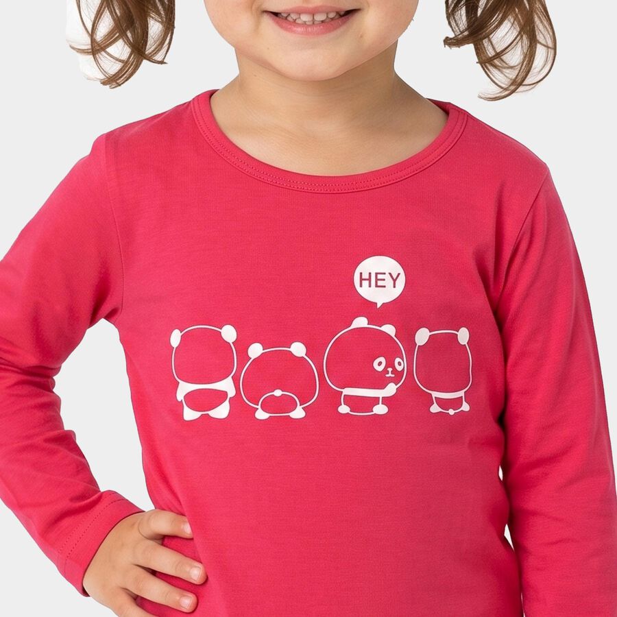 Girls Fuchsia Round Neck Regular Top, Fuchsia, large