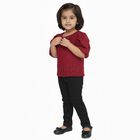 Girls Deep Red Round Neck Romantic T-Shirt, गुलाबी, small image number null
