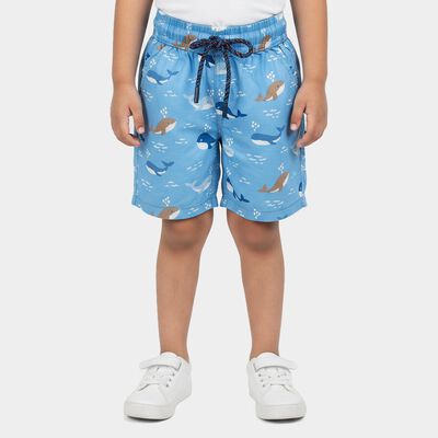 Boys Light Blue Regular Fit Printed Bermuda Shorts