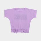 Girls' Lilac Round Neck Casual T-Shirt, Lilac, small