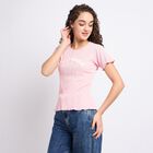Ladies' Round Neck T-Shirt, Pink, small