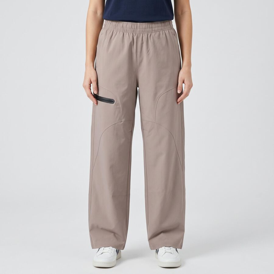 Women's Grey Straight Fit Zip Pocket Track Pants, Light Grey, large