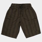 Boys' Olive Green Striped Cotton Jamaican Shorts, Olive, small