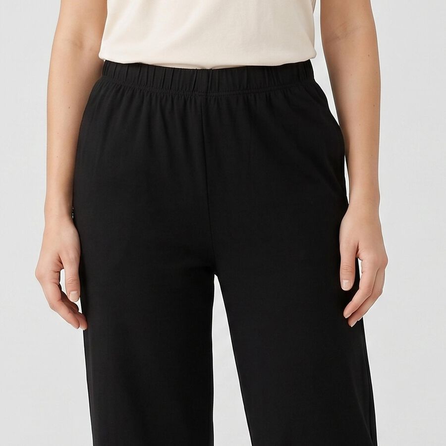 Women's Black Palazzos, काला, large
