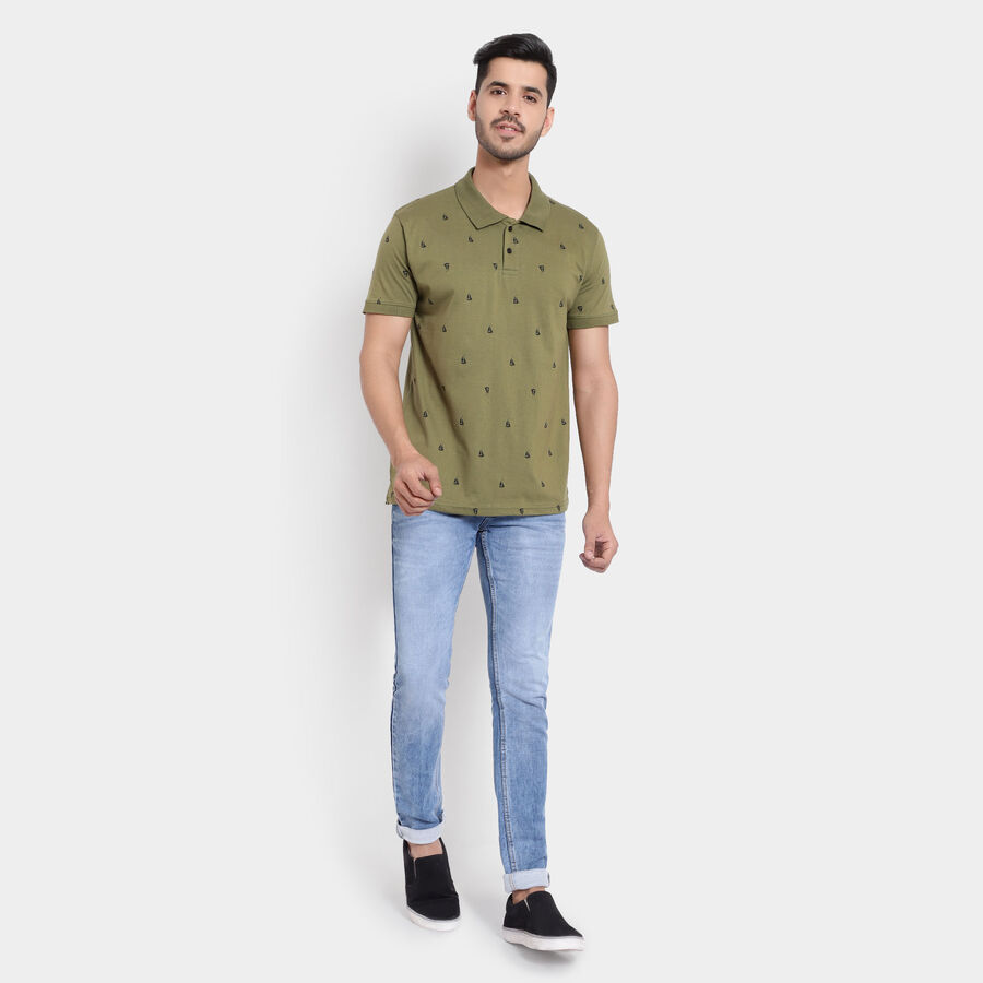 Printed Polo Shirt, Olive, large image number null