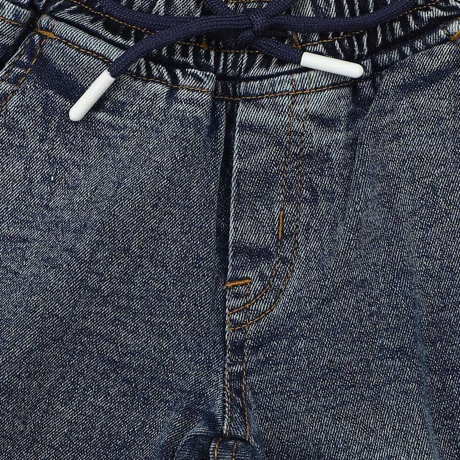 Boys Blue Cargo Jogger Fit Jeans, गहरा नीला, large