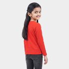 Girls Red Round Neck Regular Top, Red, small