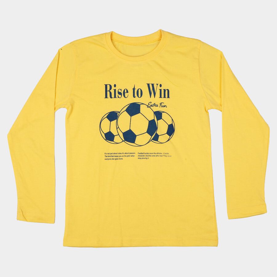 Boys Yellow Round Neck Regular Boys T-Shirt, पीला, large