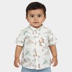 Infants White 100% Cotton Short Sleeves Collar Regular Fit Shirt, सफ़ेद, small