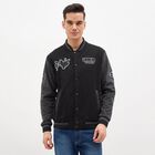 Men's Jet Black Varsity Neck Streetwear Sweatshirt, काला, small image number null