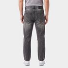 Men's Dark Grey Straight Fit Washed Jeans, Dark Grey, small