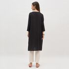 Women's Jet Black Round Neck Embroidered Kurta, Black, small image number null