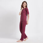 Cotton Printed Night Suit, Maroon, small image number null